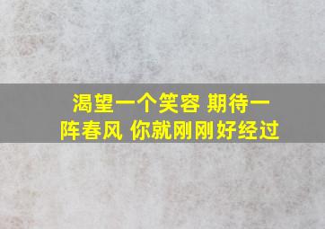 渴望一个笑容 期待一阵春风 你就刚刚好经过